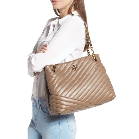 Tory Burch Handbags - Tory Burch Kira Chevron Leather Tote Classic Taupe